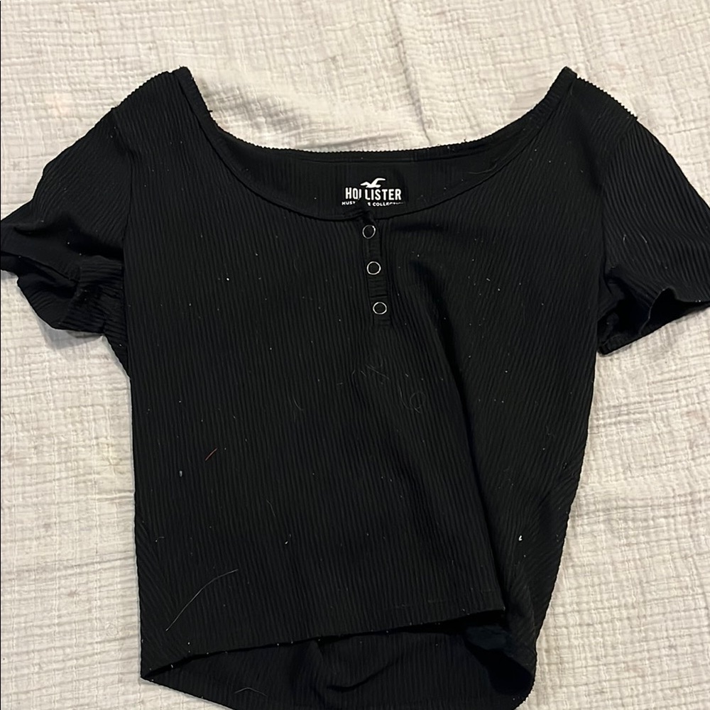 Hollister Women's Black Ribbed Top